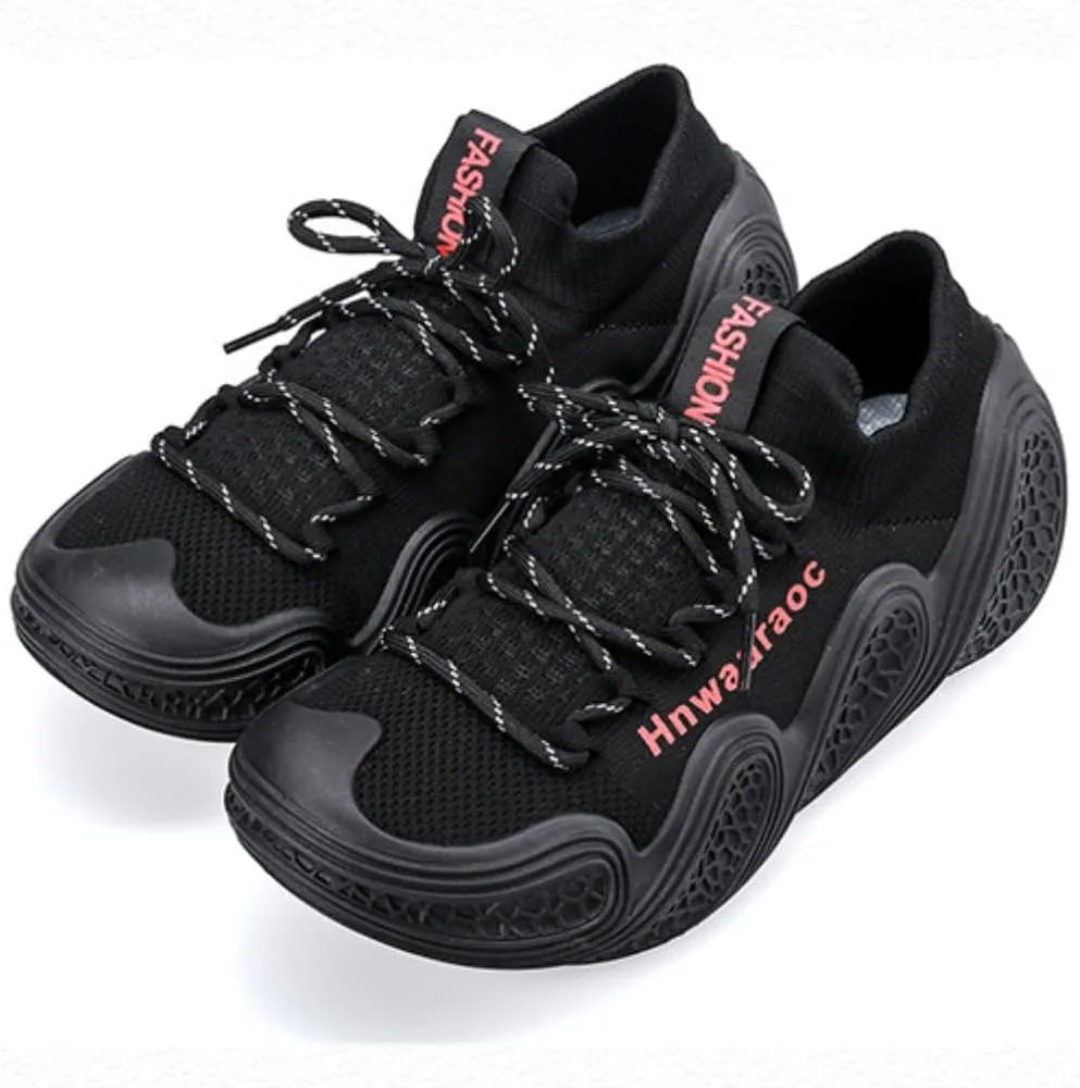 Knit Sneakers for Men Platfrom Thick-Soled Shoes Breathable Mesh Supportive Cushioning for Outdoor Workouts Urban Adventures