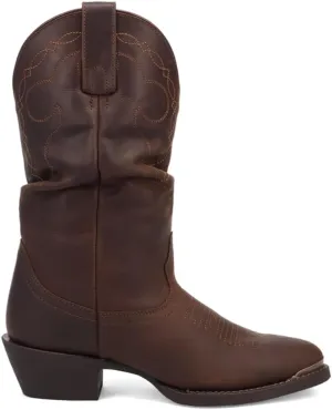 Laredo Womens Lazy River Round Toe Pull On Casual Boots Mid Calf Low Heel 1-2" - Brown