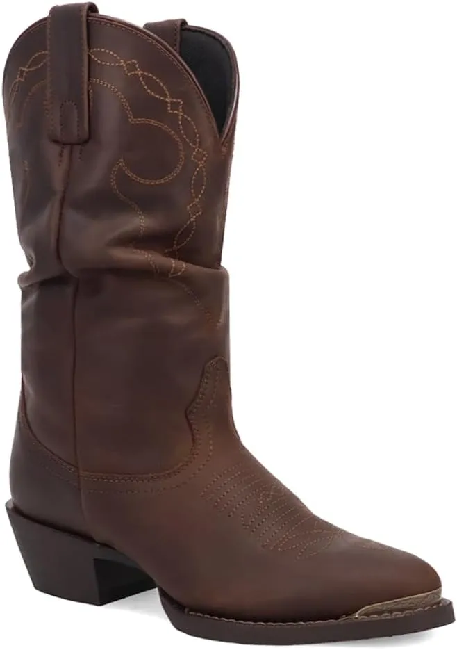 Laredo Womens Lazy River Round Toe Pull On Casual Boots Mid Calf Low Heel 1-2" - Brown