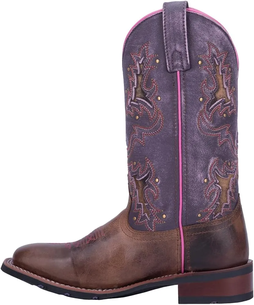 Laredo Womens Maddie Embroidered Round Toe Casual Boots Mid Calf Low Heel 1-2" - Black