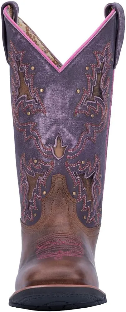 Laredo Womens Maddie Embroidered Round Toe Casual Boots Mid Calf Low Heel 1-2" - Black