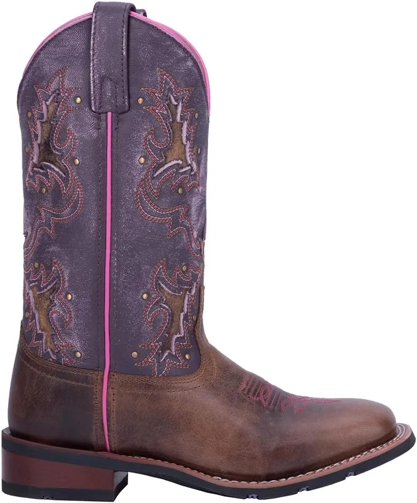Laredo Womens Maddie Embroidered Round Toe Casual Boots Mid Calf Low Heel 1-2" - Black