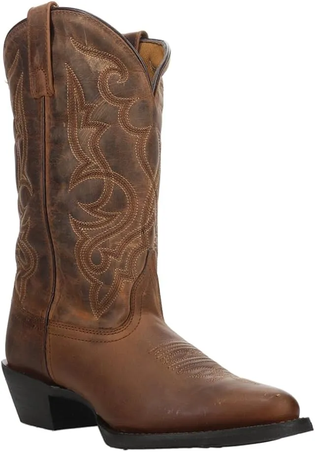 Laredo Womens Maddie Embroidered Round Toe Pull On Casual Boots Mid Calf Low Heel 1-2" - Black