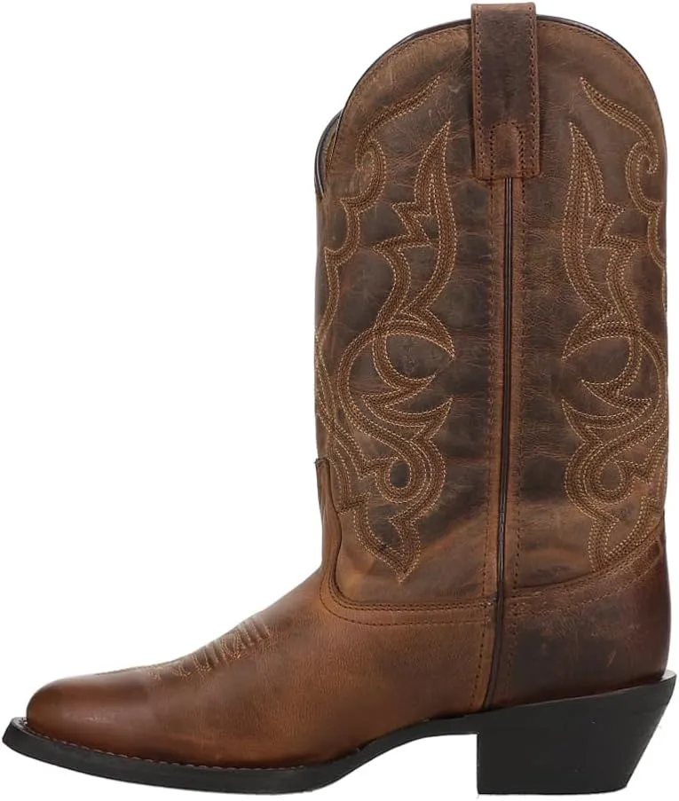 Laredo Womens Maddie Embroidered Round Toe Pull On Casual Boots Mid Calf Low Heel 1-2" - Black