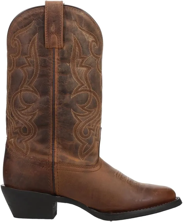 Laredo Womens Maddie Embroidered Round Toe Pull On Casual Boots Mid Calf Low Heel 1-2" - Black