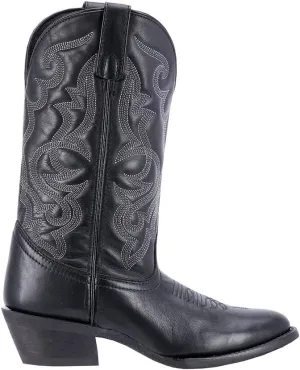 Laredo Womens Maddie Embroidered Round Toe Pull On Casual Boots Mid Calf Low Heel 1-2" - Black