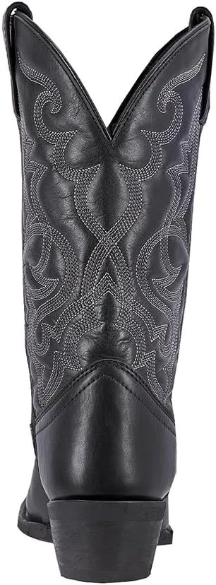 Laredo Womens Maddie Embroidered Round Toe Pull On Casual Boots Mid Calf Low Heel 1-2" - Black