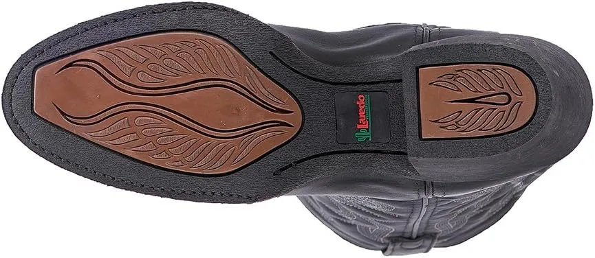 Laredo Womens Maddie Embroidered Round Toe Pull On Casual Boots Mid Calf Low Heel 1-2" - Black