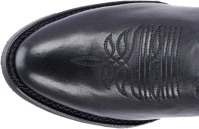 Laredo Womens Maddie Embroidered Round Toe Pull On Casual Boots Mid Calf Low Heel 1-2" - Black