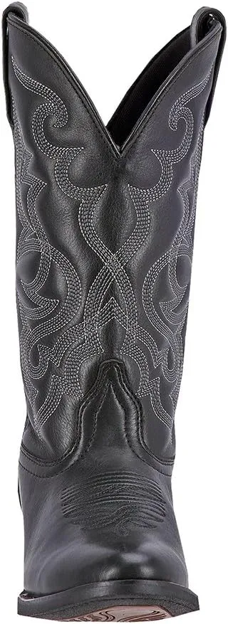 Laredo Womens Maddie Embroidered Round Toe Pull On Casual Boots Mid Calf Low Heel 1-2" - Black