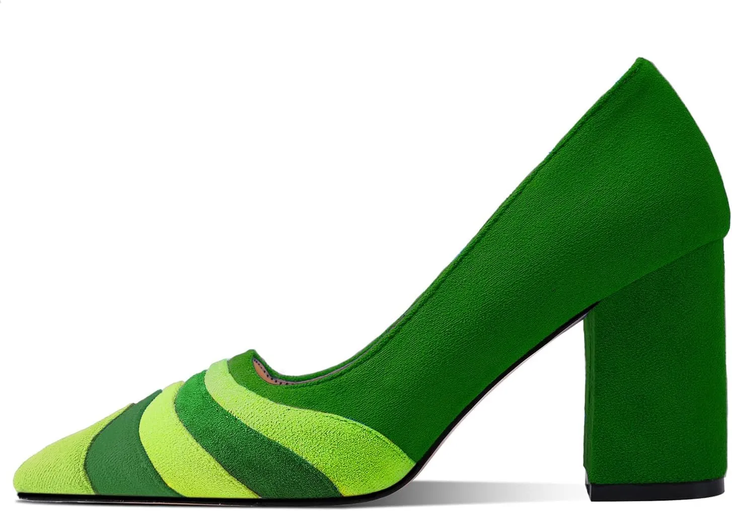 LEHOOR Women Rainbow Chunky Heel Pumps Pointed Toe Suede Multicolor High Heels 3 Inch Slip On Closed Toe Block Dress Pumps for Ladies Party Office Classic Comfy Retro Fashion 4-13 M US