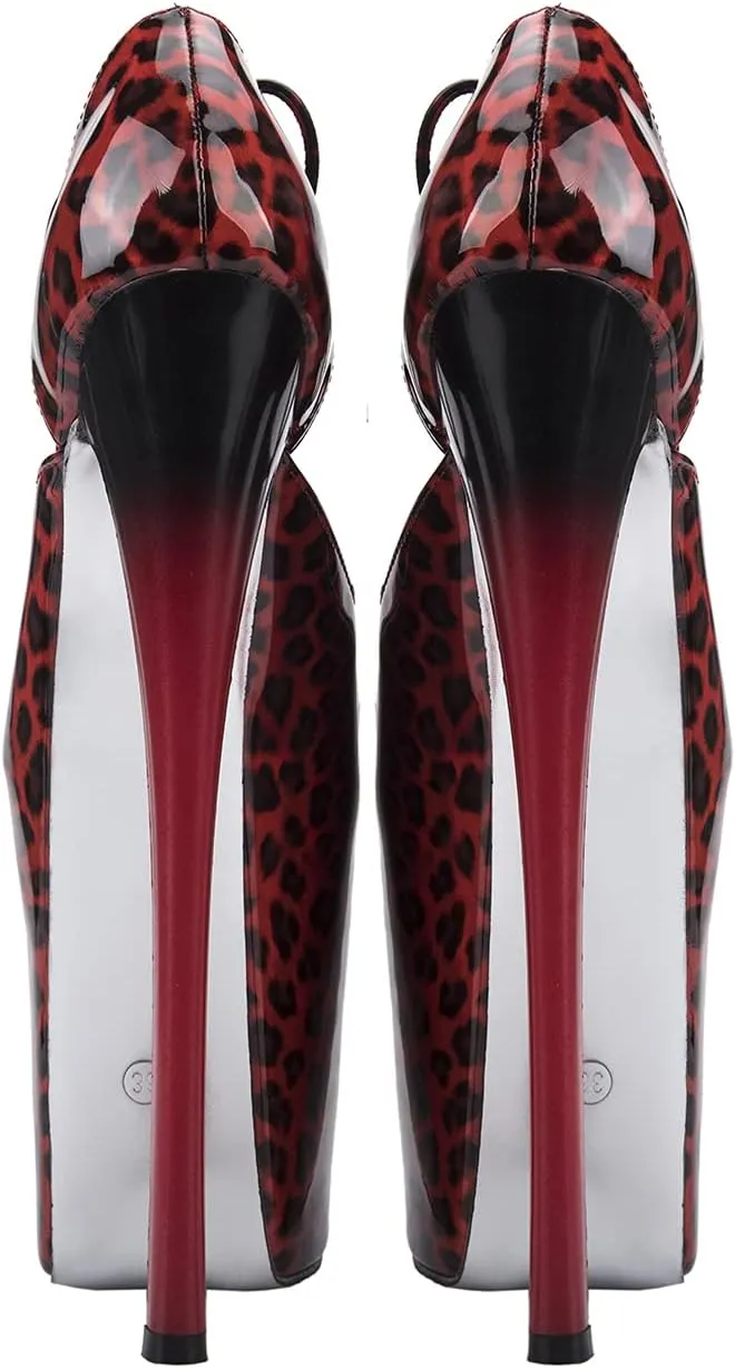 LEHOOR Women Stiletto Platform Sandals 9 Inch Super High Heels Leopard Print Lace Up Pumps Peep Round Toe Summer Sexy Party Dress Shoes Size 4-13 M US