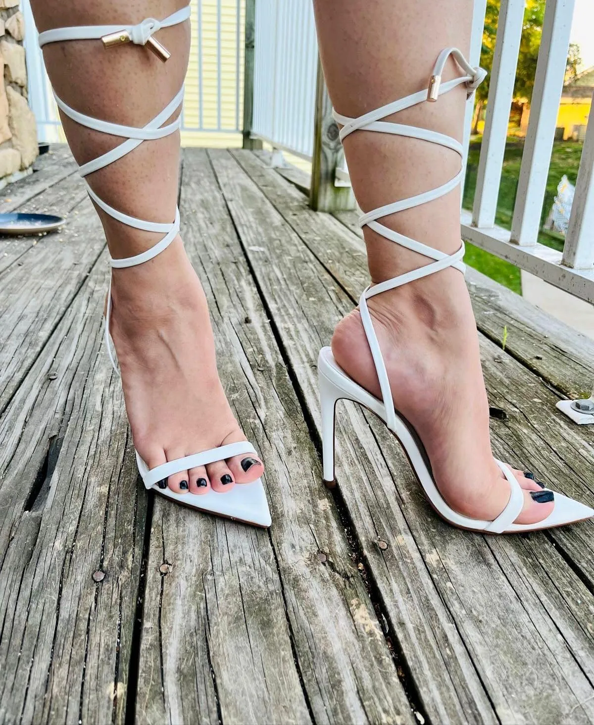 Liliana Women's Lace-Up Heels Sandals Strappy Pointed Toe Stiletto High Heel Sandals-Metallic Shoes