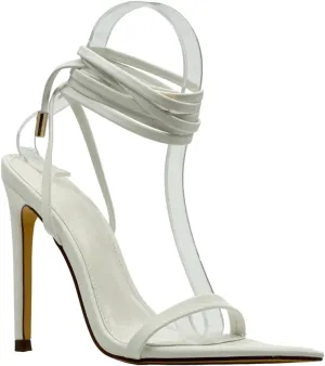 Liliana Women's Lace-Up Heels Sandals Strappy Pointed Toe Stiletto High Heel Sandals-Metallic Shoes