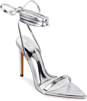 Liliana Women's Lace-Up Heels Sandals Strappy Pointed Toe Stiletto High Heel Sandals-Metallic Shoes