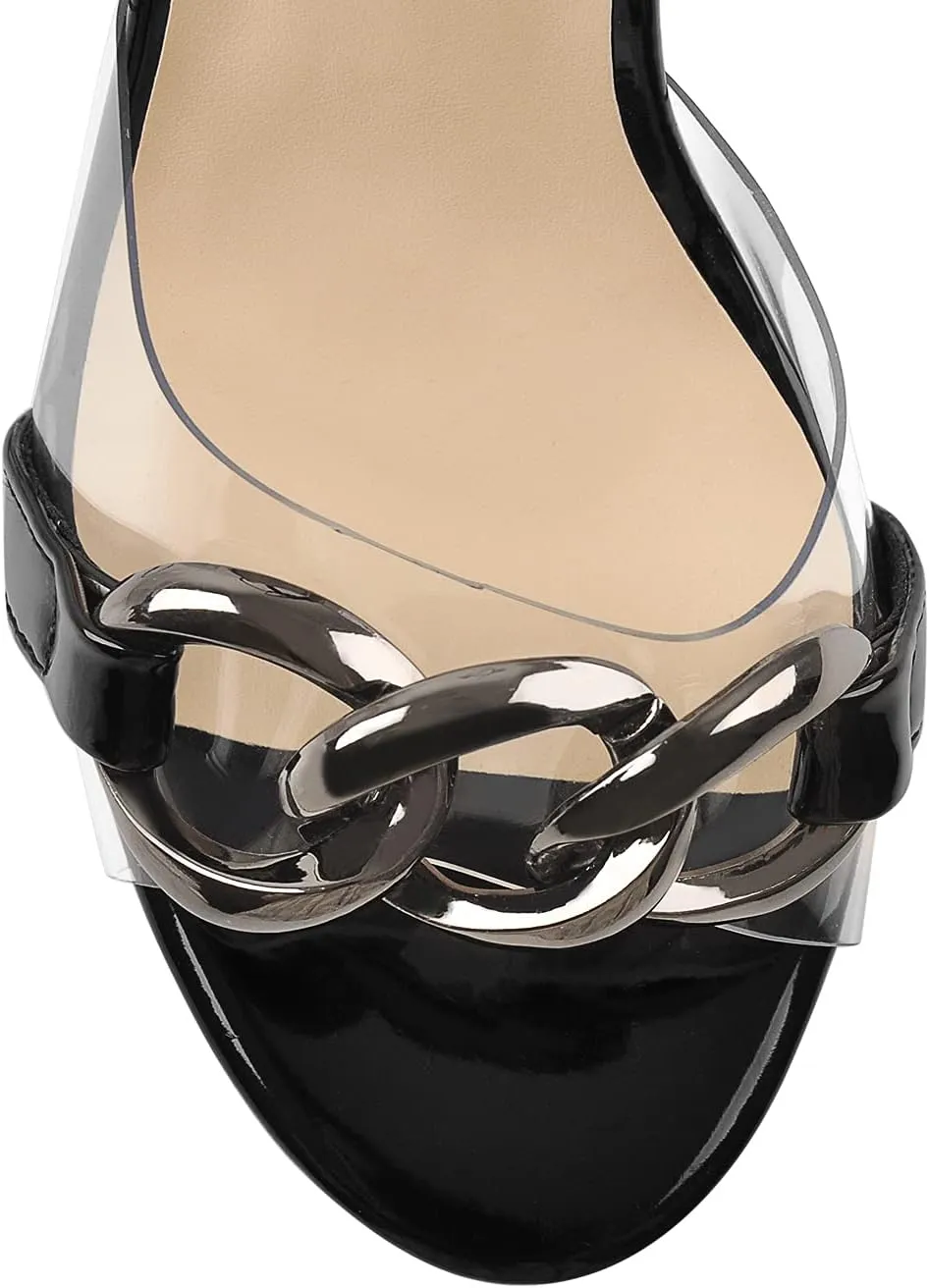 LISHAN Women's Platform Heeled Sandals Slingback Block High Heels