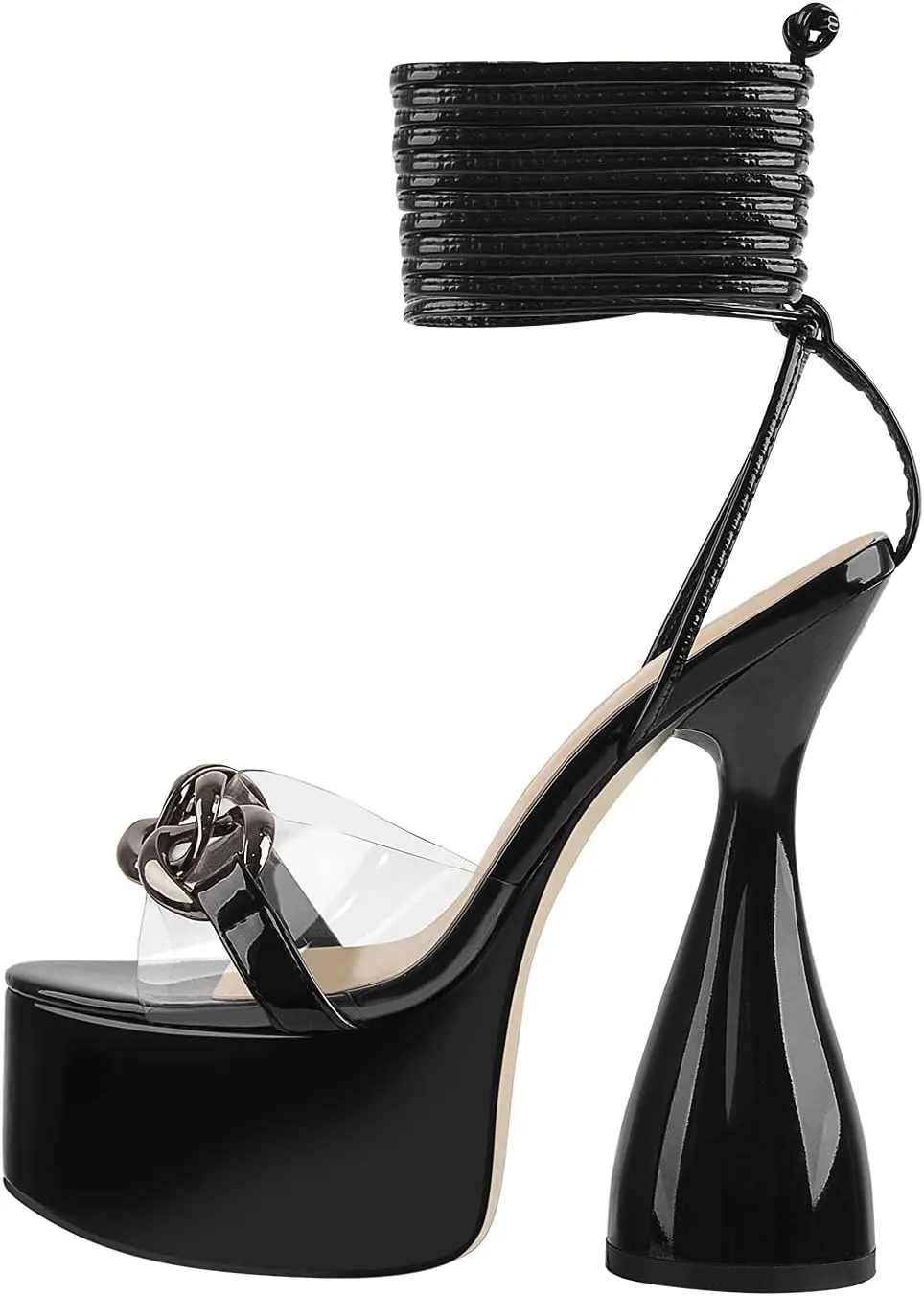LISHAN Women's Platform Heeled Sandals Slingback Block High Heels