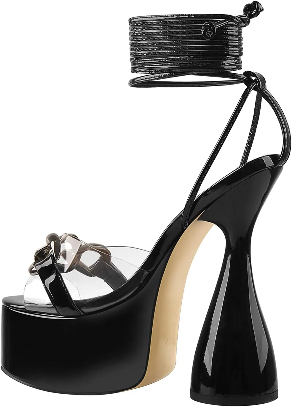 LISHAN Women's Platform Heeled Sandals Slingback Block High Heels