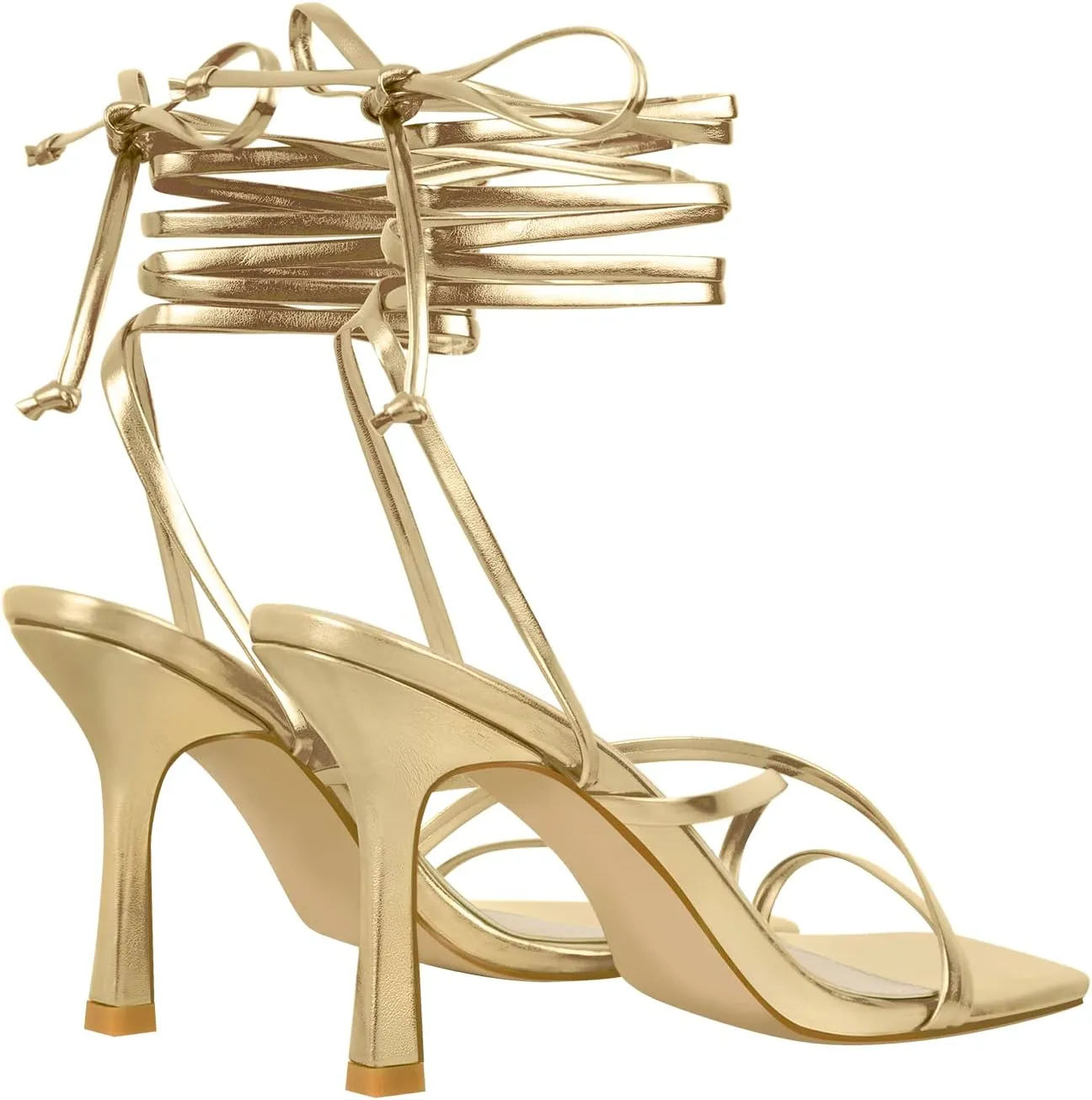 LISHAN Women's Stiletto High Heels Strappy Lace Up Sandals