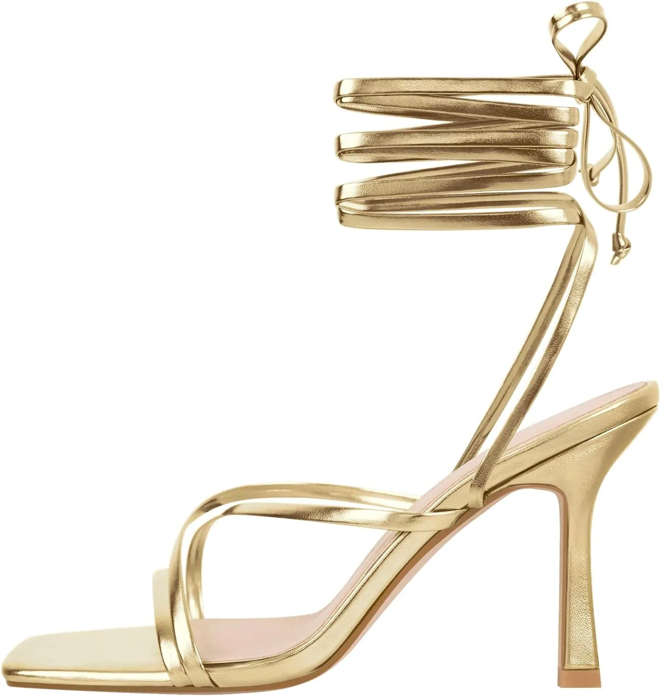 LISHAN Women's Stiletto High Heels Strappy Lace Up Sandals