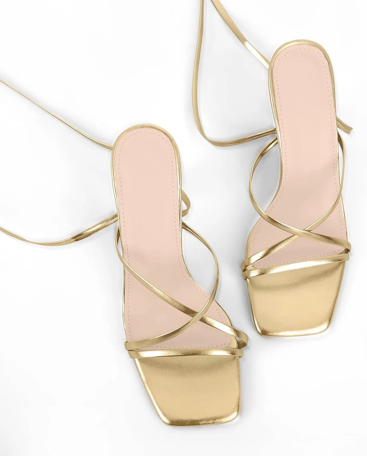 LISHAN Women's Stiletto High Heels Strappy Lace Up Sandals