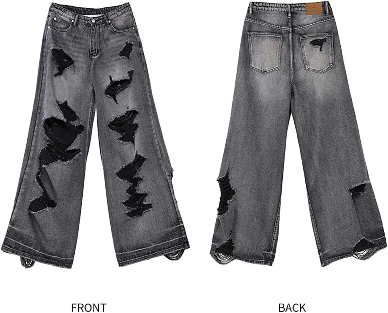 Men's Baggy Jeans Y2k Hip Hop Pants Stacked Jeans for Women Mid Rise Fashion Grunge Streetwear Clothes Black