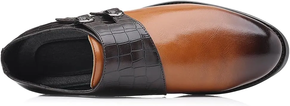 Mens Double Monk Strap Loafer，Men's Dress Loafers Slip-on Formal Shoes