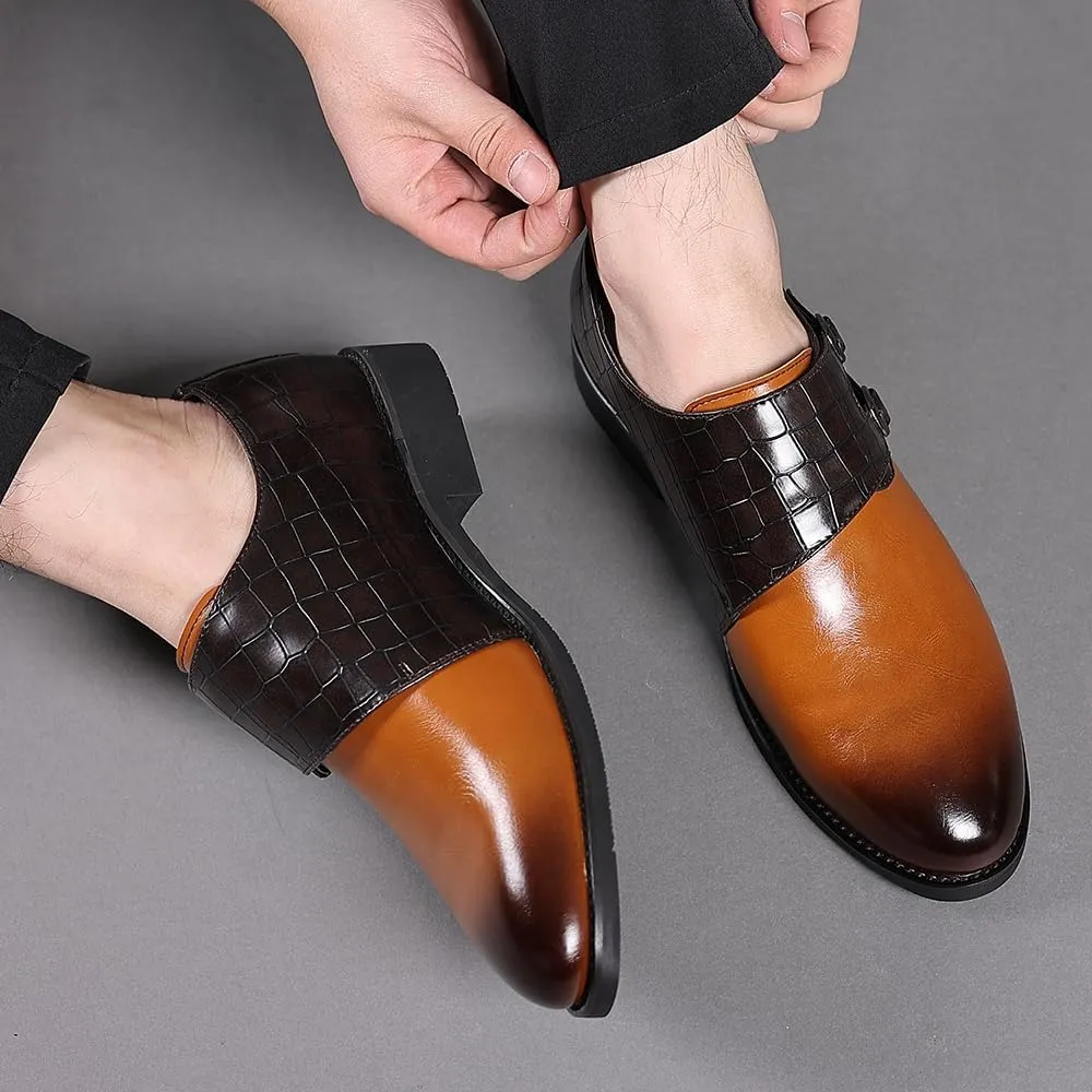 Mens Double Monk Strap Loafer，Men's Dress Loafers Slip-on Formal Shoes