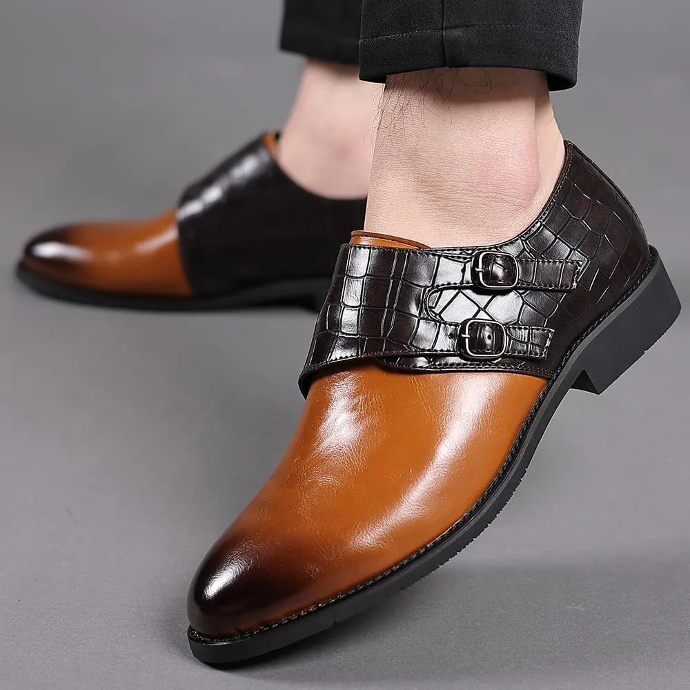 Mens Double Monk Strap Loafer，Men's Dress Loafers Slip-on Formal Shoes