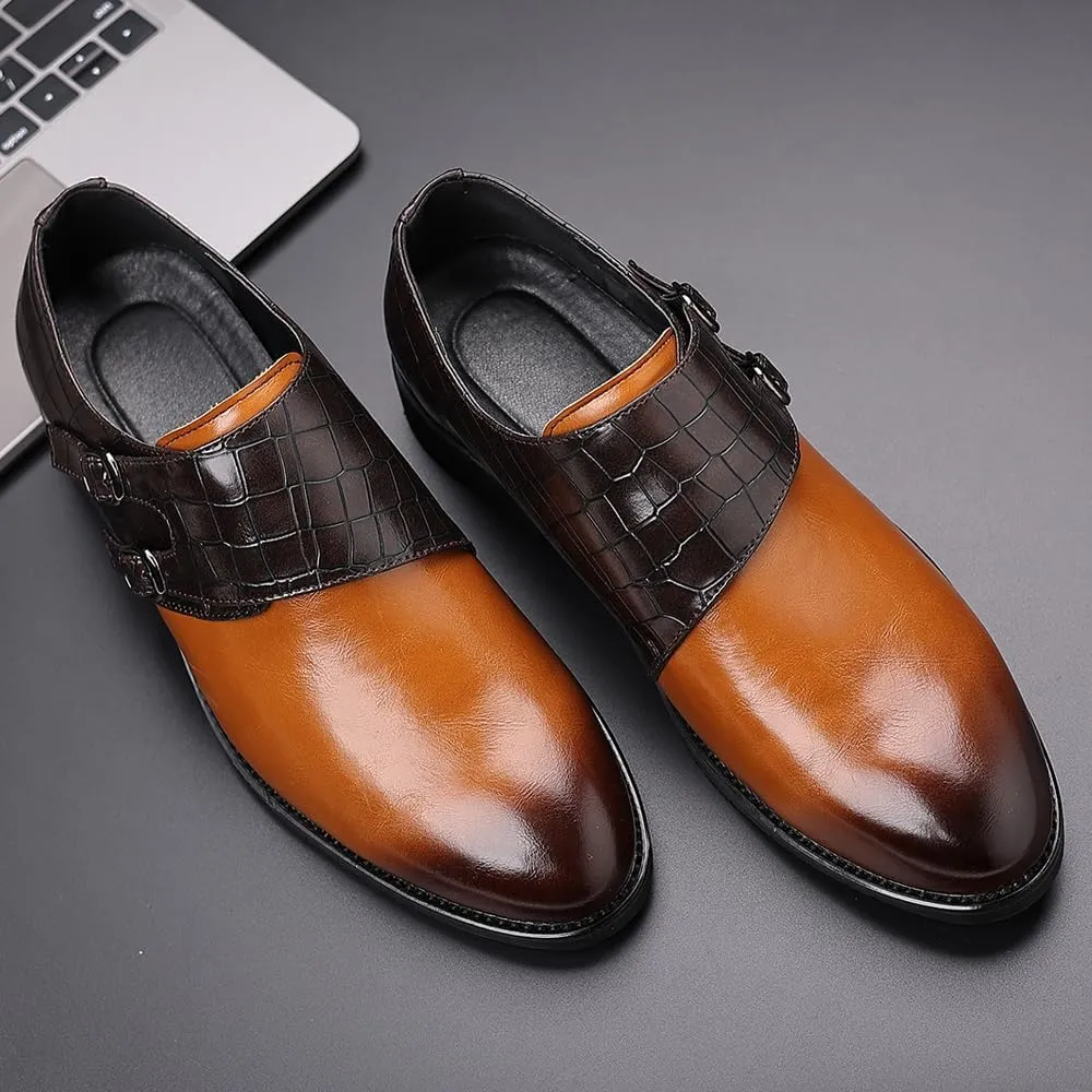 Mens Double Monk Strap Loafer，Men's Dress Loafers Slip-on Formal Shoes