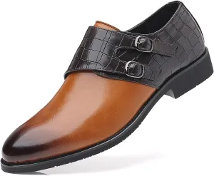 Mens Double Monk Strap Loafer，Men's Dress Loafers Slip-on Formal Shoes