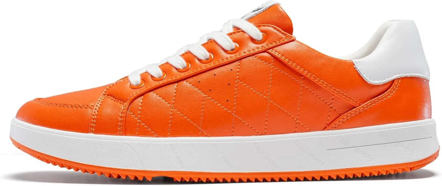 Men's Golf Shoes Professional Spikeless Leather Sneakers Low Top Lightweight Comfort Lace Up Walking Shoes for Male