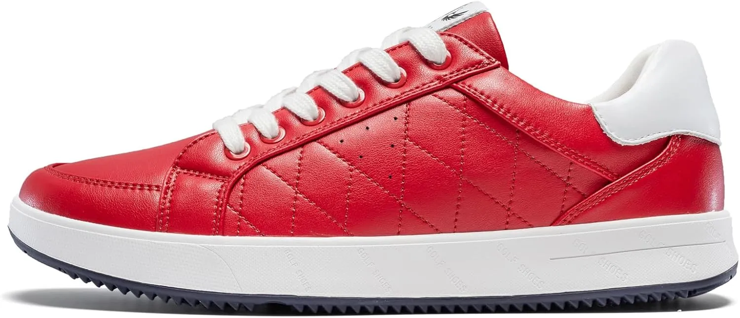 Men's Golf Shoes Professional Spikeless Leather Sneakers Low Top Lightweight Comfort Lace Up Walking Shoes for Male