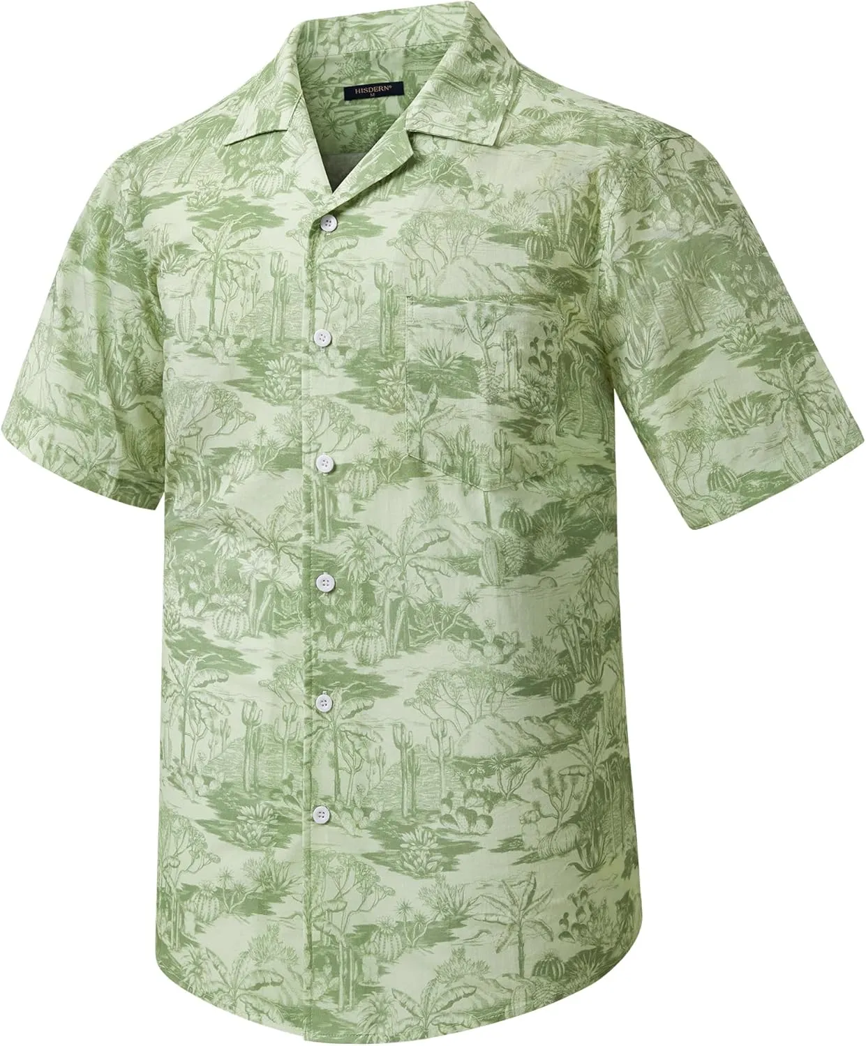 Mens Hawaiian Shirts Short Sleeve Button Down Tropical Beach Shirt 100% Cotton Summer Casual Vacation Floral Aloha Shirt
