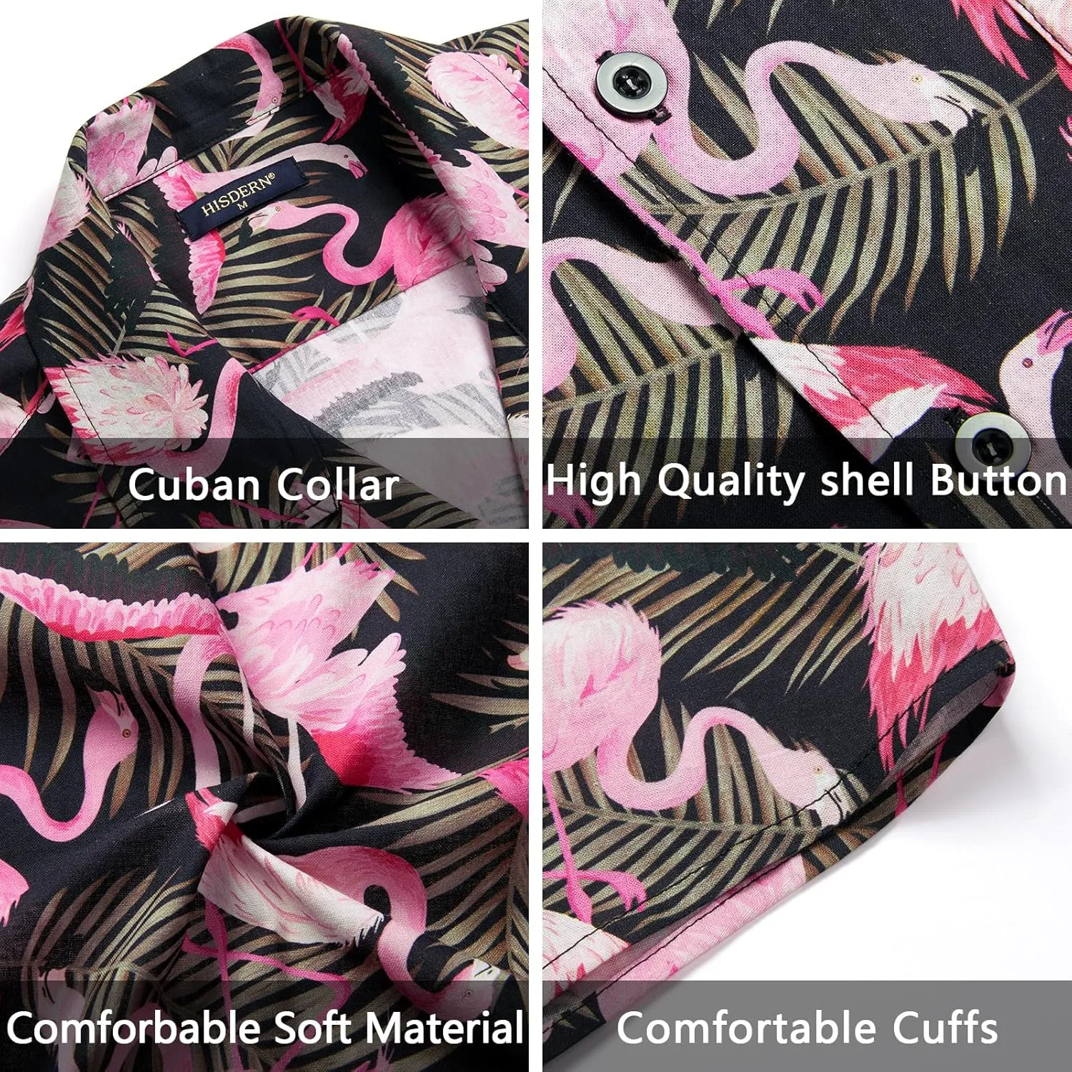 Mens Hawaiian Shirts Short Sleeve Button Down Tropical Beach Shirt 100% Cotton Summer Casual Vacation Floral Aloha Shirt