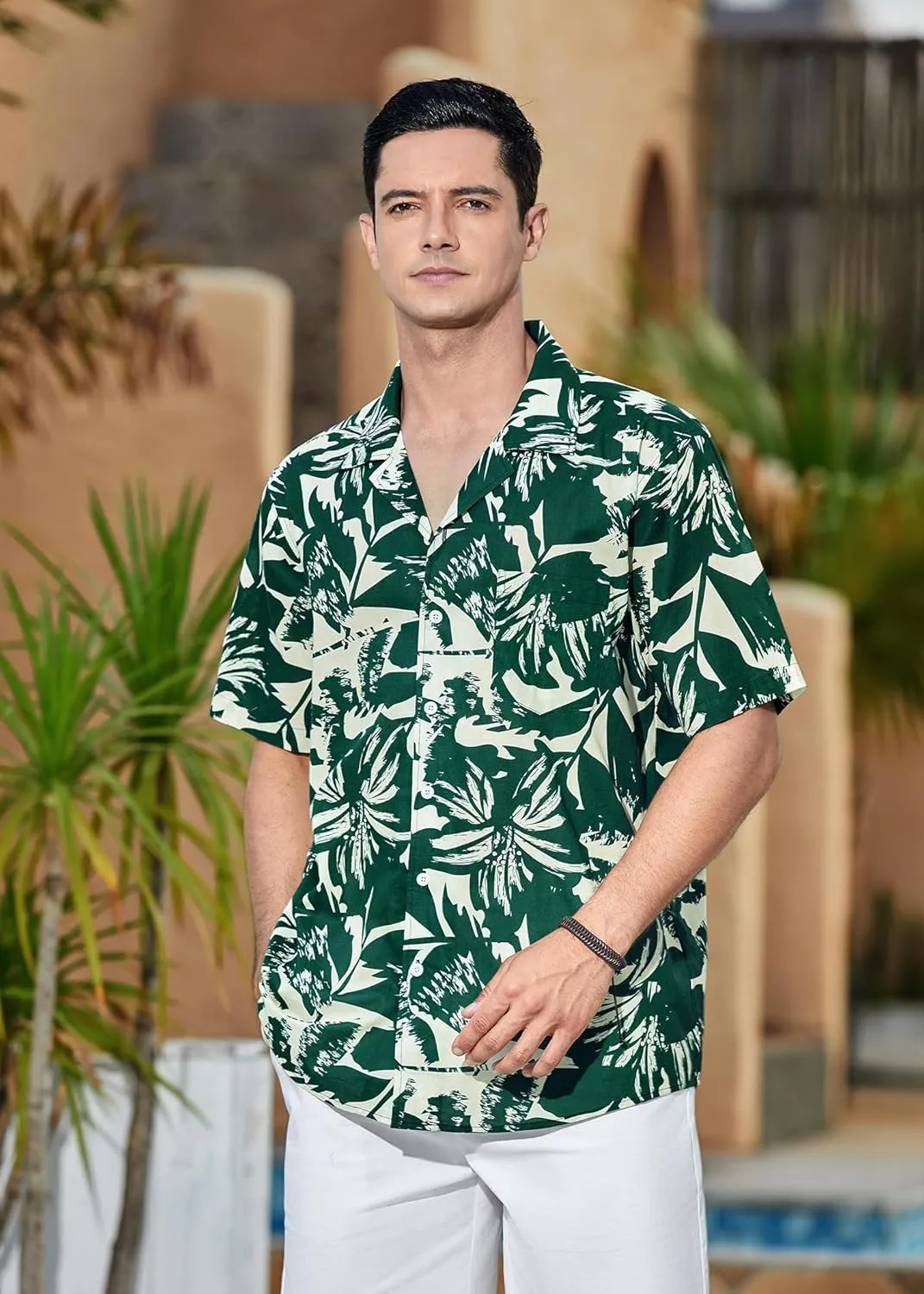 Mens Hawaiian Shirts Short Sleeve Button Down Tropical Beach Shirt 100% Cotton Summer Casual Vacation Floral Aloha Shirt