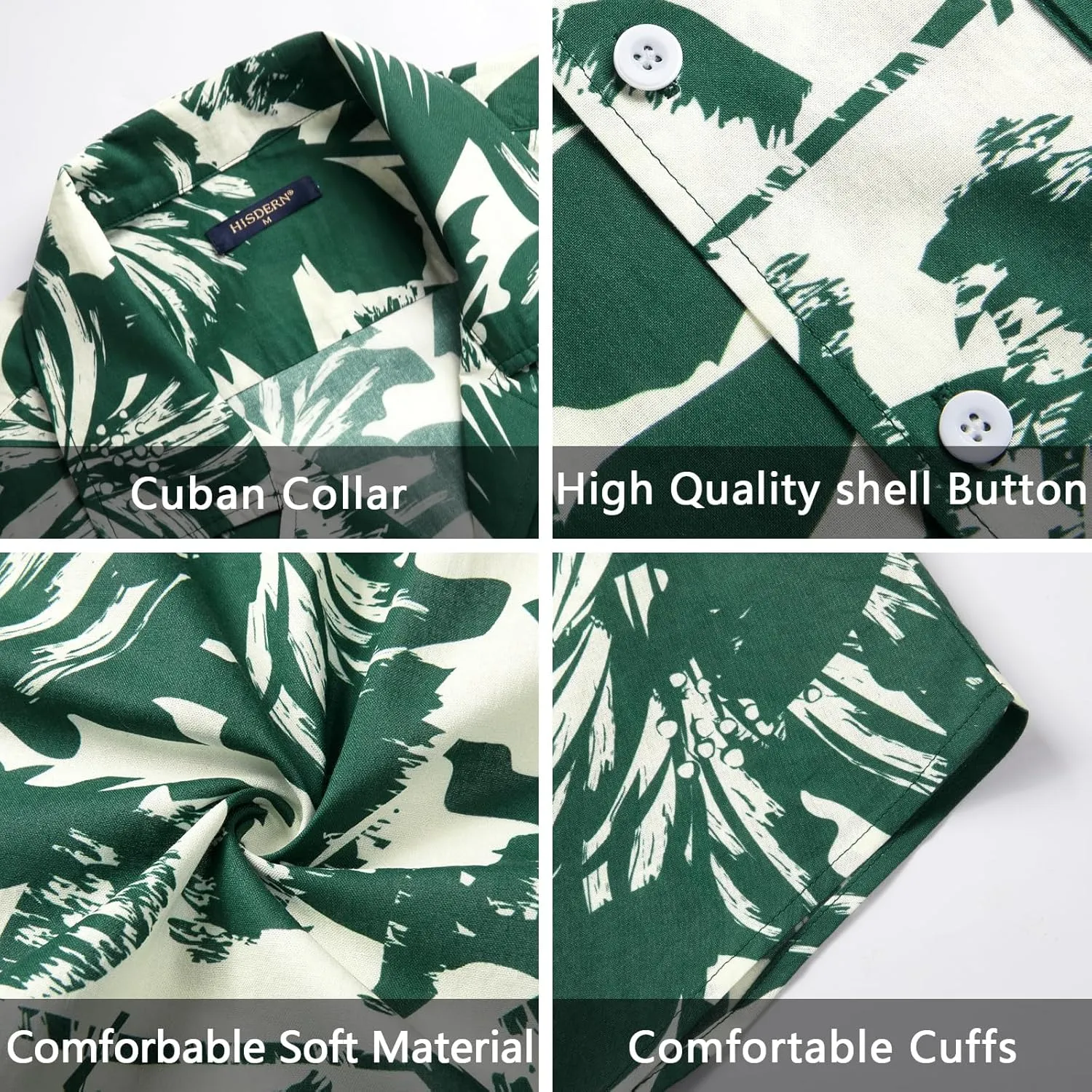 Mens Hawaiian Shirts Short Sleeve Button Down Tropical Beach Shirt 100% Cotton Summer Casual Vacation Floral Aloha Shirt