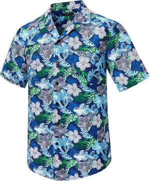 Mens Hawaiian Shirts Short Sleeve Button Down Tropical Beach Shirt 100% Cotton Summer Casual Vacation Floral Aloha Shirt