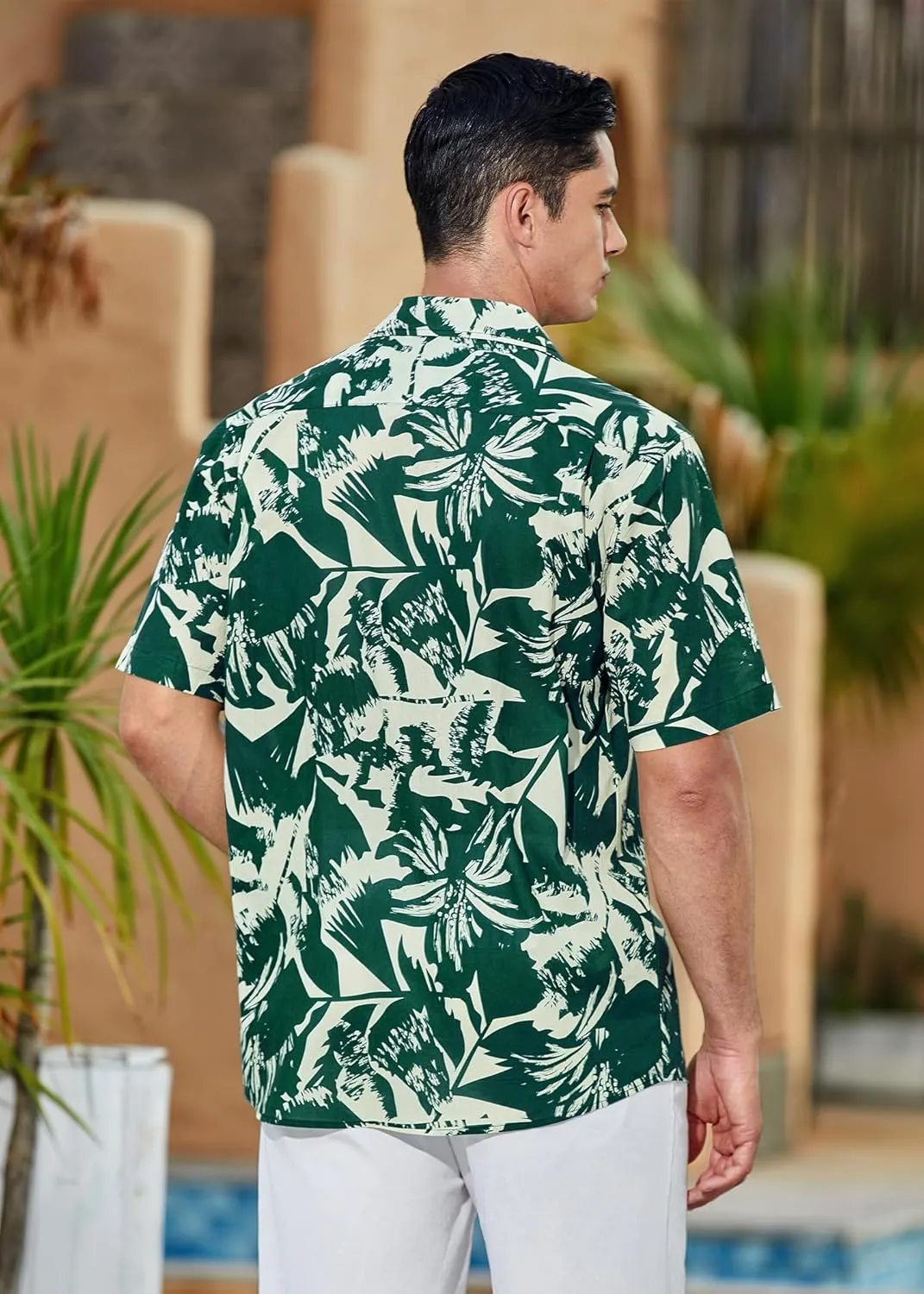Mens Hawaiian Shirts Short Sleeve Button Down Tropical Beach Shirt 100% Cotton Summer Casual Vacation Floral Aloha Shirt