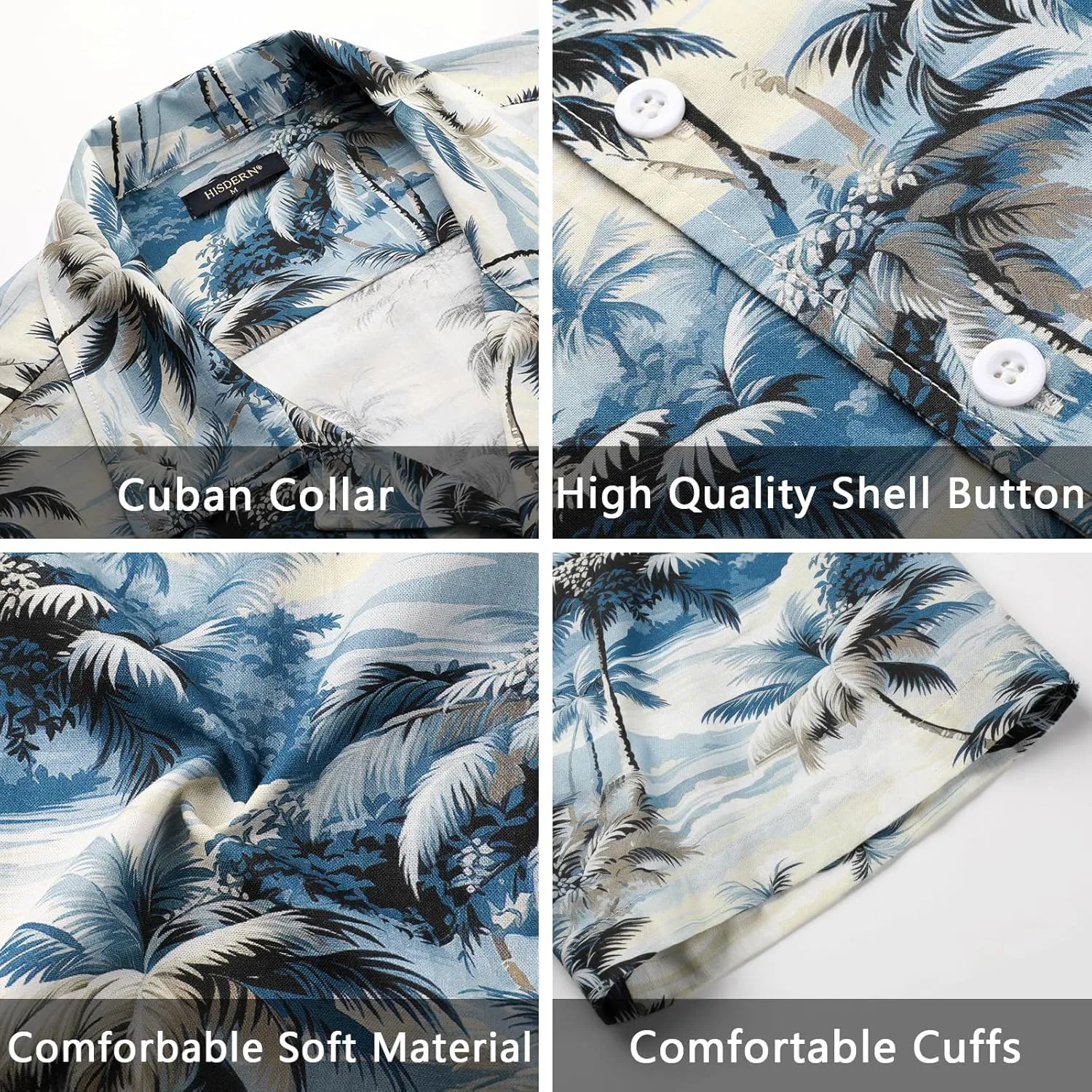 Mens Hawaiian Shirts Short Sleeve Button Down Tropical Beach Shirt 100% Cotton Summer Casual Vacation Floral Aloha Shirt