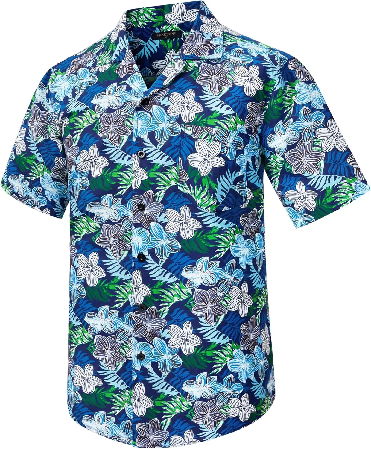 Mens Hawaiian Shirts Short Sleeve Button Down Tropical Beach Shirt 100% Cotton Summer Casual Vacation Floral Aloha Shirt