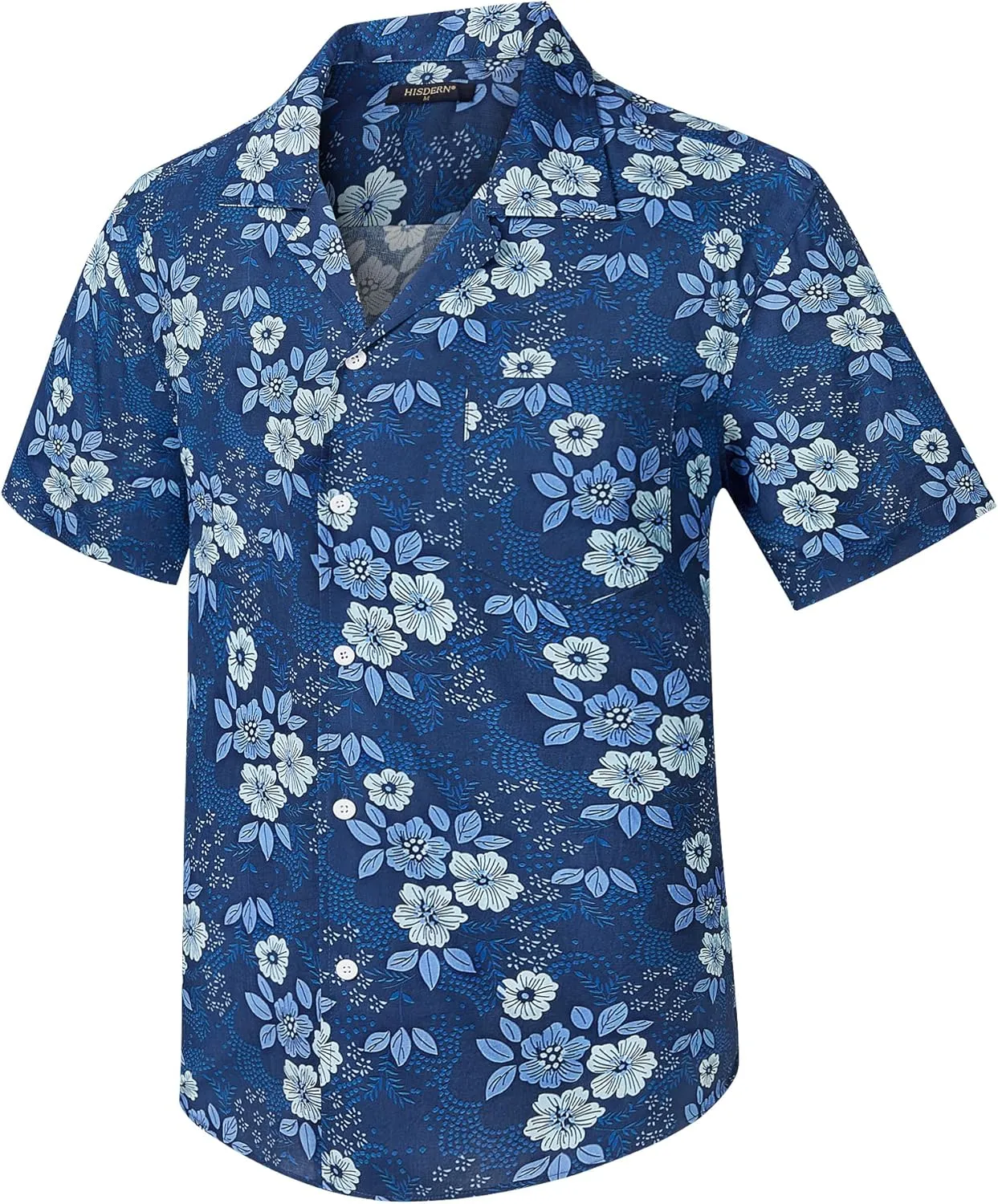 Mens Hawaiian Shirts Short Sleeve Button Down Tropical Beach Shirt 100% Cotton Summer Casual Vacation Floral Aloha Shirt
