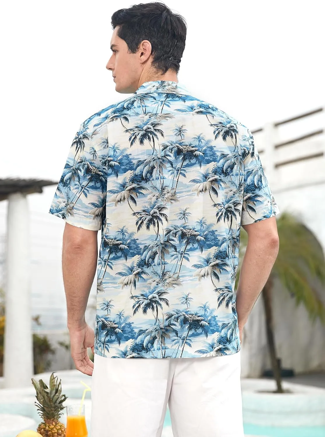 Mens Hawaiian Shirts Short Sleeve Button Down Tropical Beach Shirt 100% Cotton Summer Casual Vacation Floral Aloha Shirt