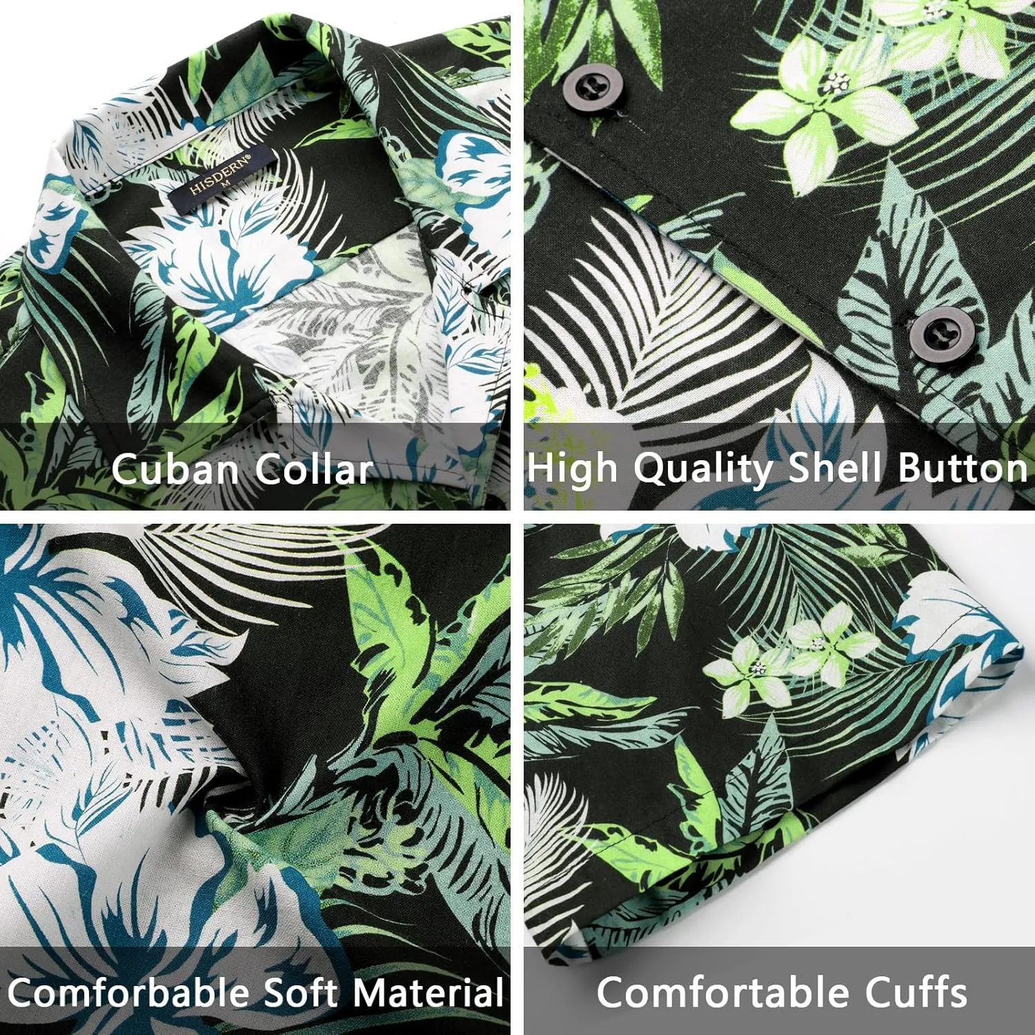 Mens Hawaiian Shirts Short Sleeve Button Down Tropical Beach Shirt 100% Cotton Summer Casual Vacation Floral Aloha Shirt