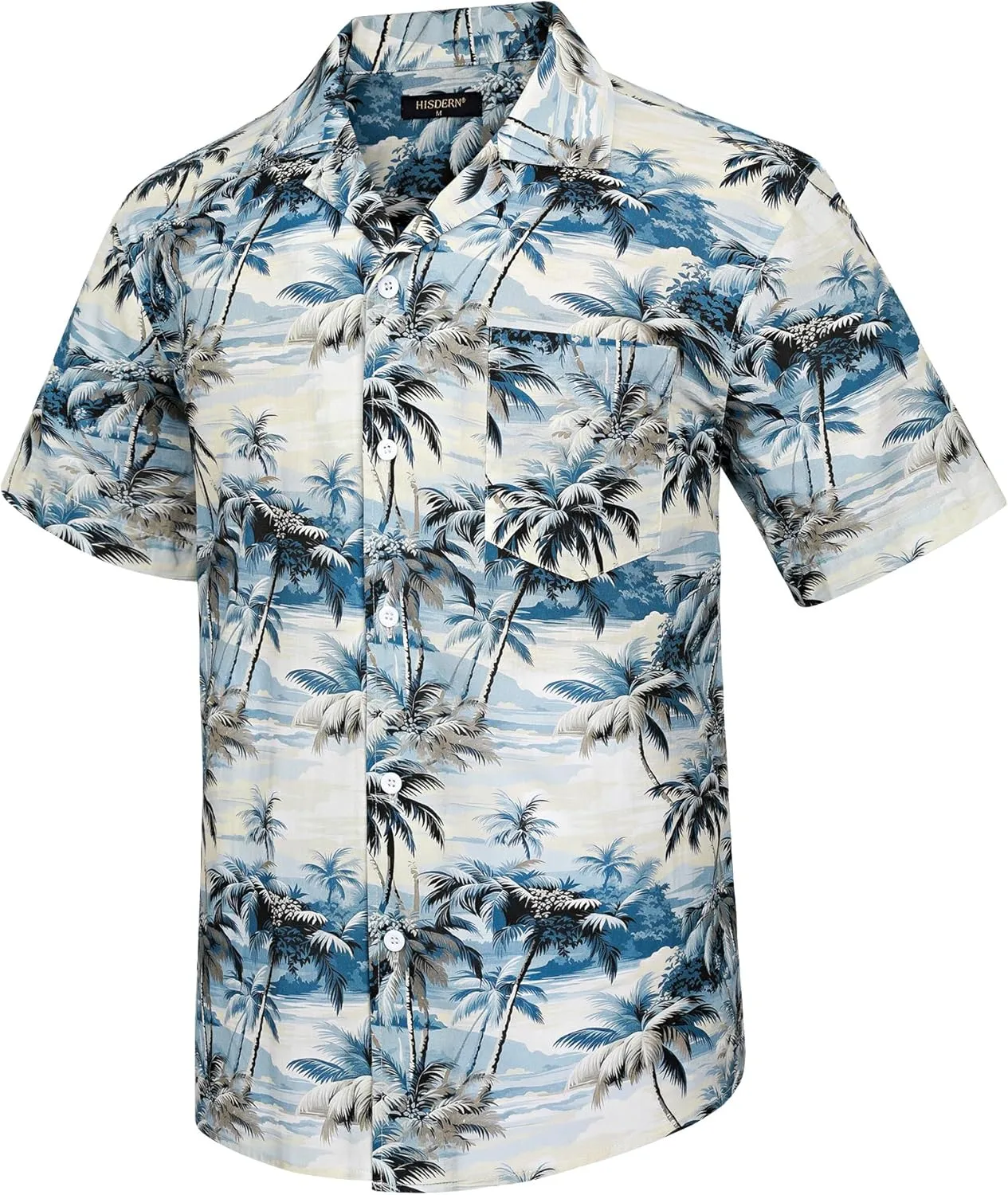 Mens Hawaiian Shirts Short Sleeve Button Down Tropical Beach Shirt 100% Cotton Summer Casual Vacation Floral Aloha Shirt