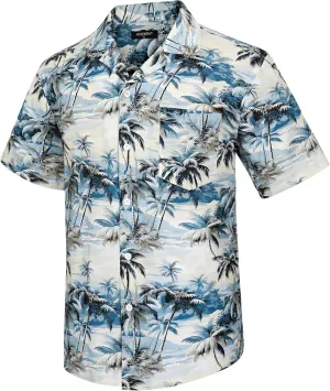 Mens Hawaiian Shirts Short Sleeve Button Down Tropical Beach Shirt 100% Cotton Summer Casual Vacation Floral Aloha Shirt
