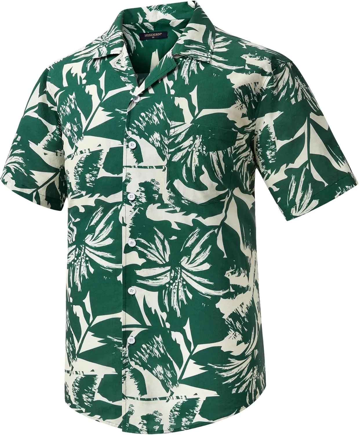 Mens Hawaiian Shirts Short Sleeve Button Down Tropical Beach Shirt 100% Cotton Summer Casual Vacation Floral Aloha Shirt