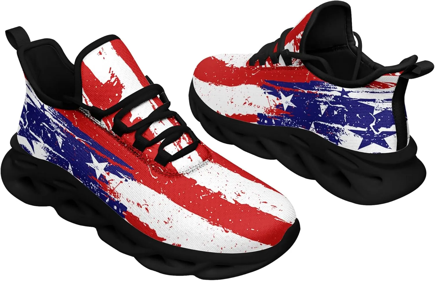 Men's Mesh Running Tennis Shoes, American Flag Patterns Design for Patriotic Enthusiasts and Veterans