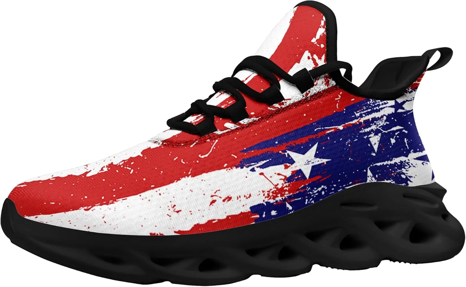 Men's Mesh Running Tennis Shoes, American Flag Patterns Design for Patriotic Enthusiasts and Veterans