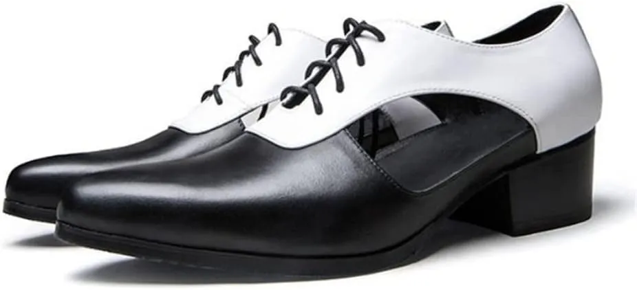 Mens Sandals High Heels Leather Dress Men Shoes Business Office Work Breathable Hollow Pointed-Toe Shoes Sandals(OneColor,10code)